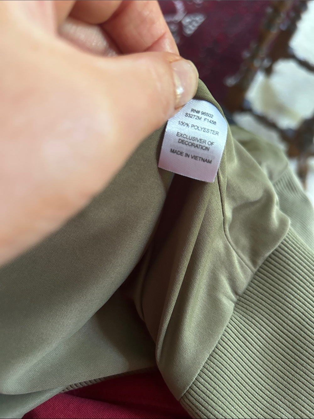 C Olive Green Bomber Jacket with Pink Rose Embroidery - Picture 7 of 7